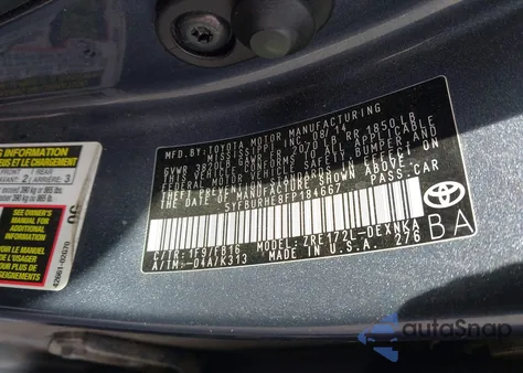 2015 Toyota Corolla Le from USA, damaged, VIN 5YFBURHE8FP184667